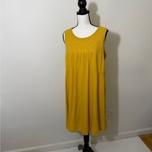 Yellow Sleeveless Scoop Neck Midi Sundress